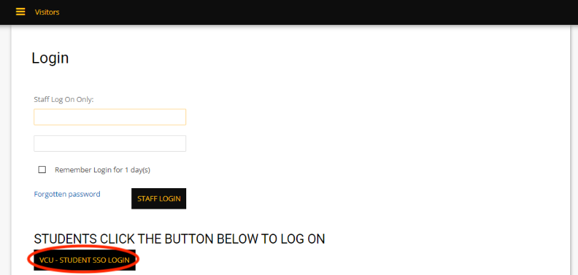 Housing portal with ‘VCU-Student SSO Login’ button