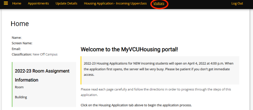 Housing portal homepage with 